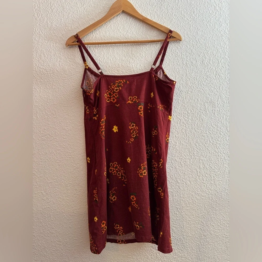 Urban Outfitters Ester Linen Red Floral Tie front Sundress Small